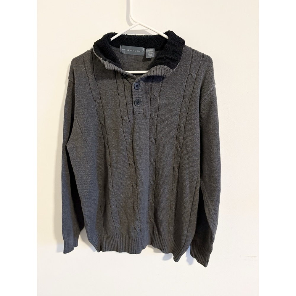 Oscar De La Renta Knit Pullover Mens Cotton Blend Sweater